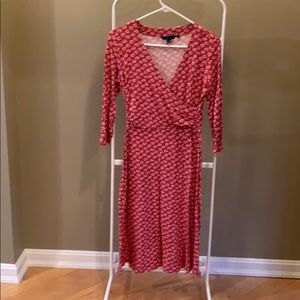 Boden Red Floral ¾ Sleeve Dress